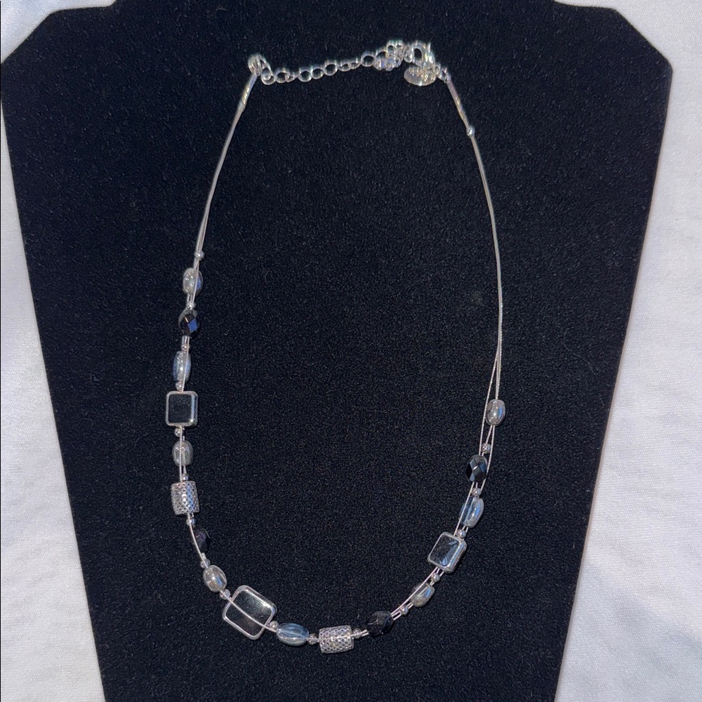 Lia Sophia Silver and Black Geometric Necklace